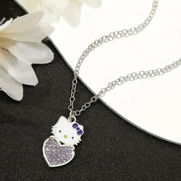 Hello Kitty Rhinestone Heart Necklaces - Picture 3 of 5